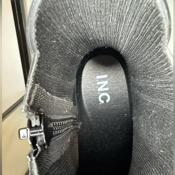 NWT INC Eadin Padded Insole Block Heel Rain Boots Lug Sole Black Size 8