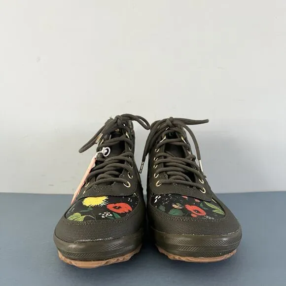 NWT Keds x Rifle Paper Co. Scout Olive Botanical Canvas Water Resistant Boots
