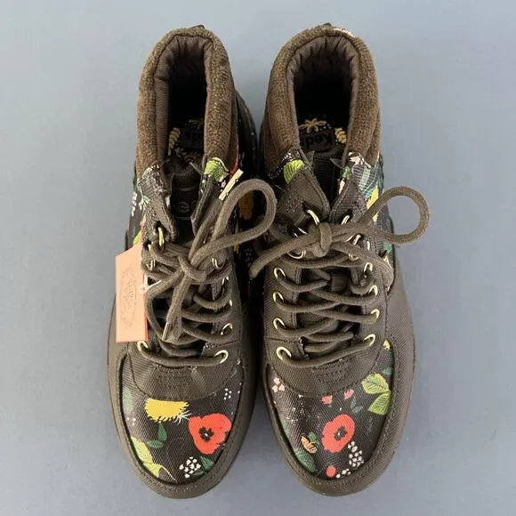 NWT Keds x Rifle Paper Co. Scout Olive Botanical Canvas Water Resistant Boots