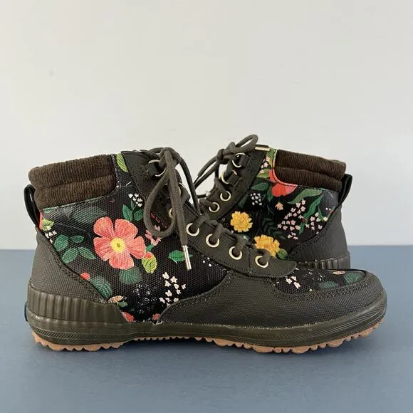 NWT Keds x Rifle Paper Co. Scout Olive Botanical Canvas Water Resistant Boots