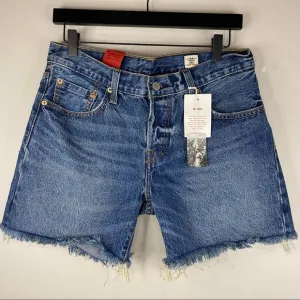 NWT Levi's 501 Selvedge Women White Oak Cone Denim Button Fly Blue Jean Shorts