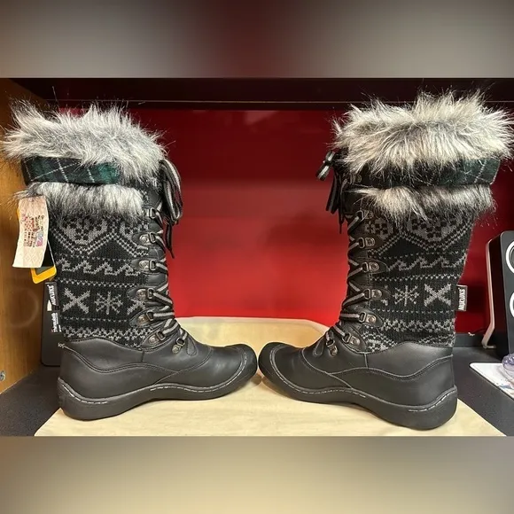 NWT Muk Luks Winter Snow Boots Women’s Sz 8 Insulated Water Resistant Black/Gray