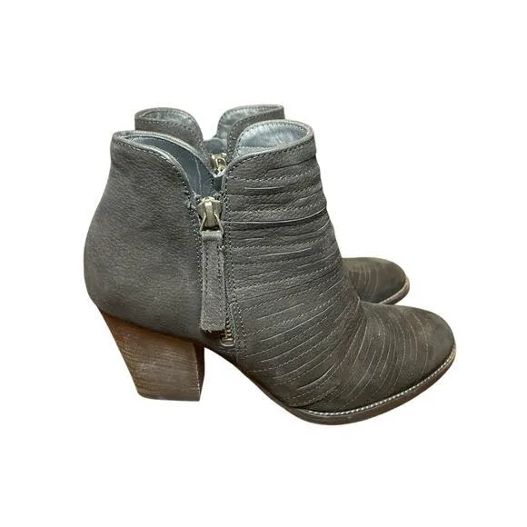 NWT Paul Green Women 6 Malibu Sliced Zip Bootie‎ Black Leather Suede Heels