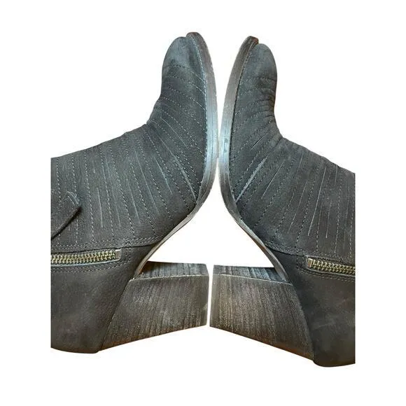 NWT Paul Green Women 6 Malibu Sliced Zip Bootie‎ Black Leather Suede Heels