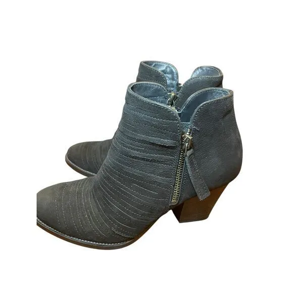 NWT Paul Green Women 6 Malibu Sliced Zip Bootie‎ Black Leather Suede Heels