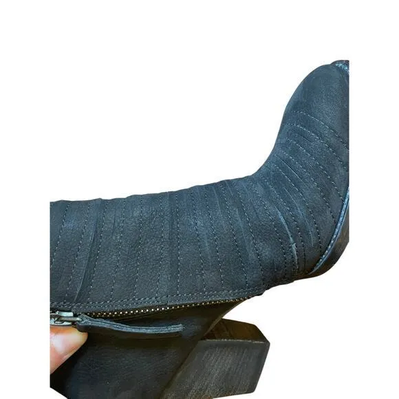 NWT Paul Green Women 6 Malibu Sliced Zip Bootie‎ Black Leather Suede Heels