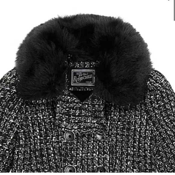 NWT Rothschild Big Girls Detachable Faux Fur Ruffle Trim Coat -6/6X