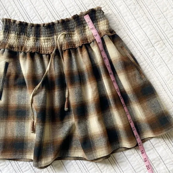 NWT SUNDAYS By we are sundays Brown Plaid Maren Skirt Coco Colorway size Small