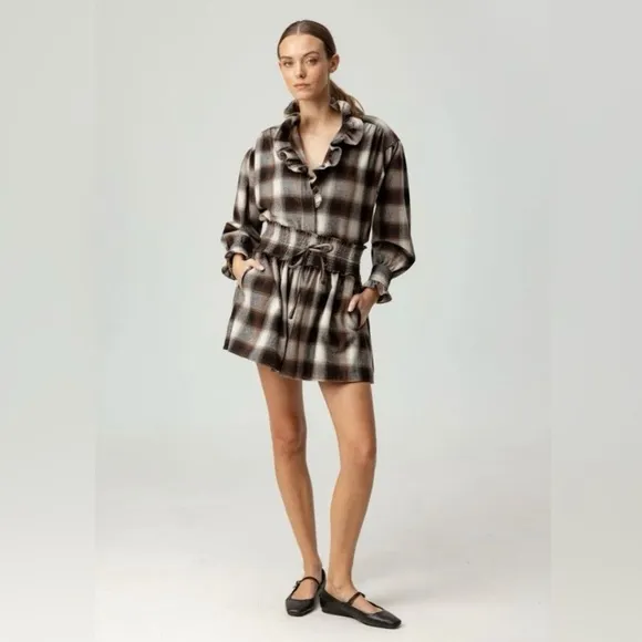 NWT SUNDAYS By we are sundays Brown Plaid Maren Skirt Coco Colorway size Small