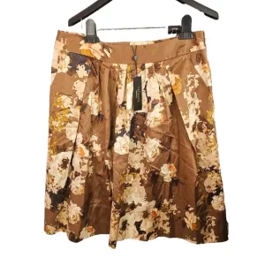 NWT Talbots Full Floral Skirt Autumn Ivory Brown Floral Size 10 Pockets Satiny