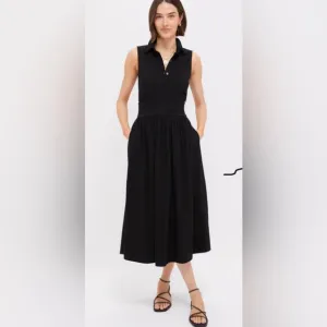 NWT Tuckernuck Mikala  Maxi Dress Large Pomander Place Black Pockets