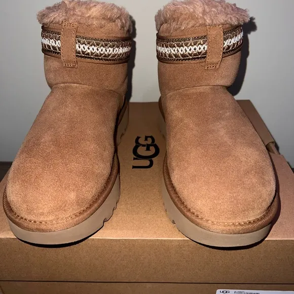 NWT UGG Classic Ultra Mini Alpsey  Chestnut Brown Suede Boots Sz 8