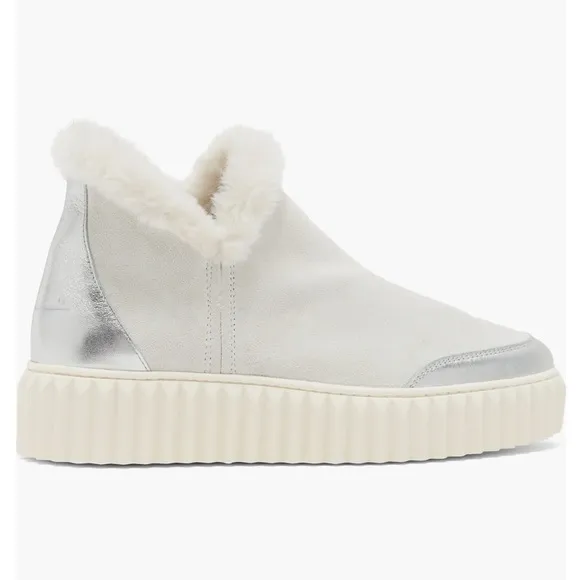 NWT Voile Blanche Luna Leather Fur Trim Sneaker Bootie Boots Size 39 / Size 8