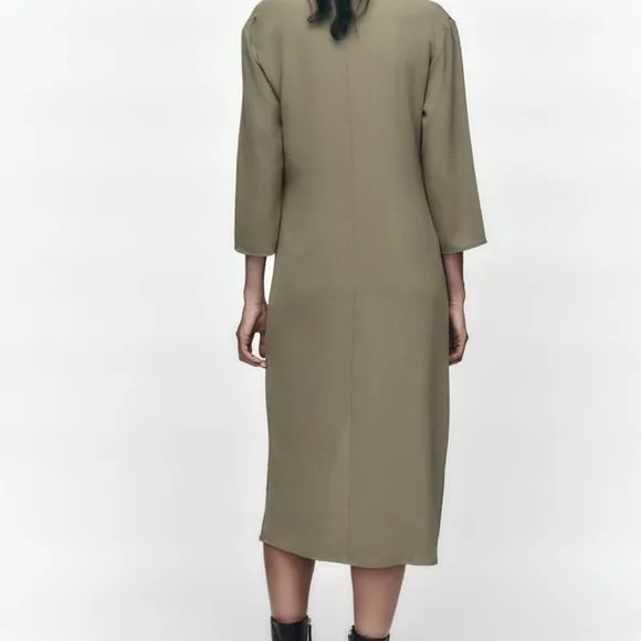 NWT Zara khaki front nkot midi casual dress/Zara loose fitted dress