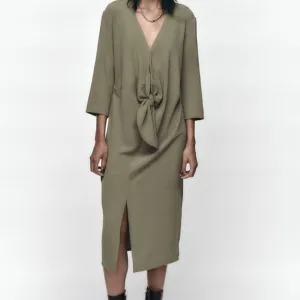 NWT Zara khaki front nkot midi casual dress/Zara loose fitted dress