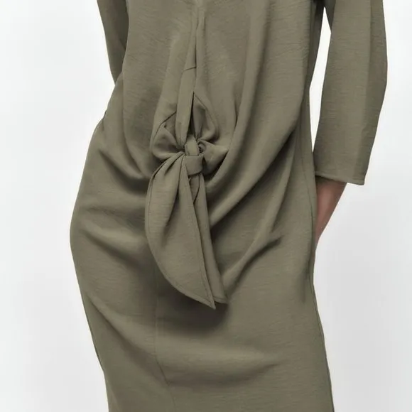 NWT Zara khaki front nkot midi casual dress/Zara loose fitted dress