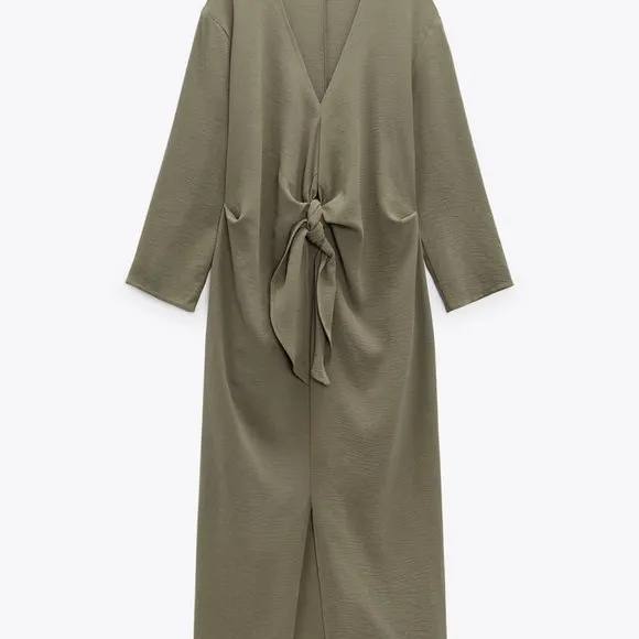 NWT Zara khaki front nkot midi casual dress/Zara loose fitted dress