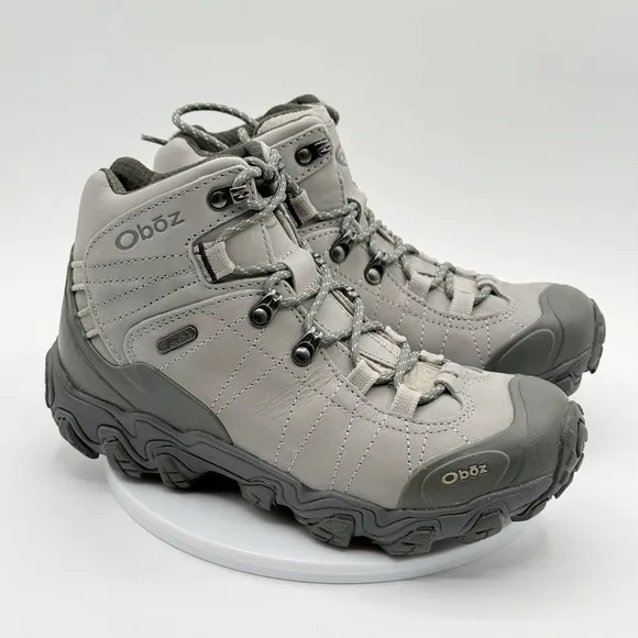 OBOZ Bridger Mid B Dry Waterproof Hiking Boots Size 7 Womens Frost Gray NEW