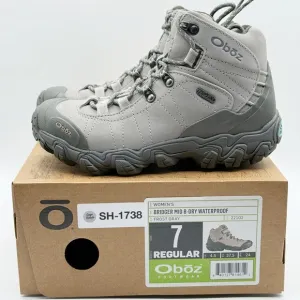 OBOZ Bridger Mid B Dry Waterproof Hiking Boots Size 7 Womens Frost Gray NEW