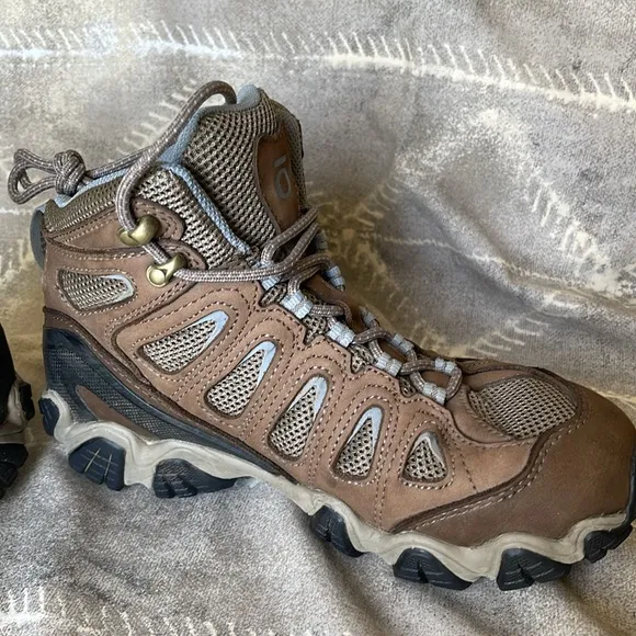 Oboz Sawtooth Il Mid Rise Hiking Boots Brown &amp; Blue Women BDry Waterproof Sz 7.5