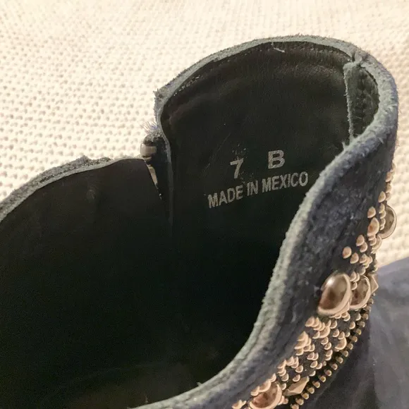 OLD GRINGO Suede Boho Studded Booties indigo for women
