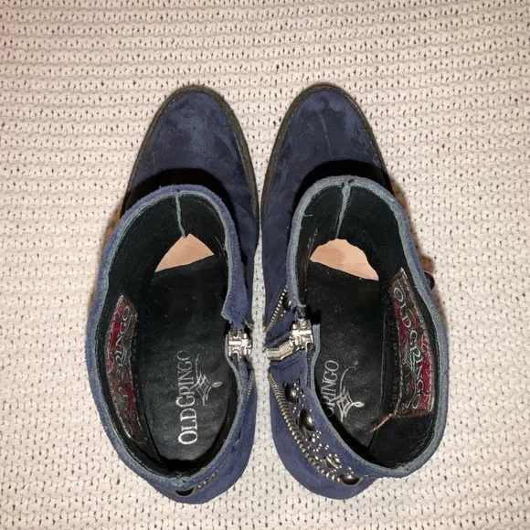 OLD GRINGO Suede Boho Studded Booties indigo for women