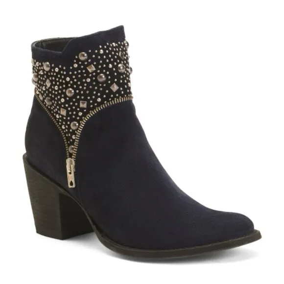 OLD GRINGO Suede Boho Studded Booties indigo for women