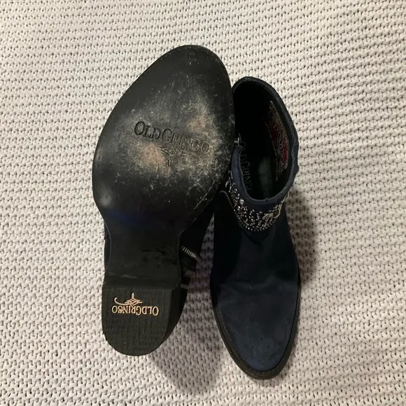 OLD GRINGO Suede Boho Studded Booties indigo for women