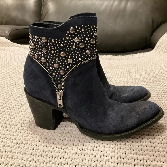 OLD GRINGO Suede Boho Studded Booties indigo for women