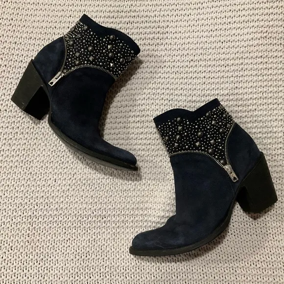 OLD GRINGO Suede Boho Studded Booties indigo for women