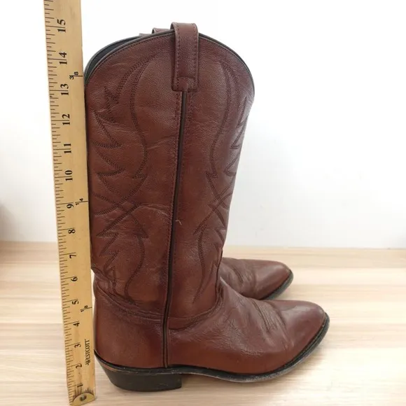Old West Boots Men 11 EE Brown Cowboy Western Chore Rodeo Leather Tall Pull on
