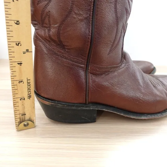 Old West Boots Men 11 EE Brown Cowboy Western Chore Rodeo Leather Tall Pull on