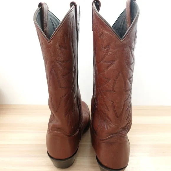 Old West Boots Men 11 EE Brown Cowboy Western Chore Rodeo Leather Tall Pull on