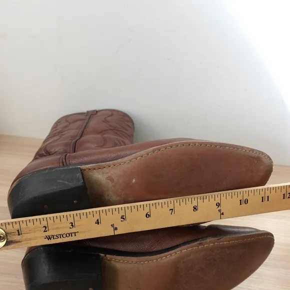 Old West Boots Men 11 EE Brown Cowboy Western Chore Rodeo Leather Tall Pull on