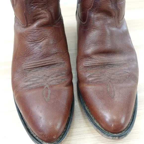 Old West Boots Men 11 EE Brown Cowboy Western Chore Rodeo Leather Tall Pull on
