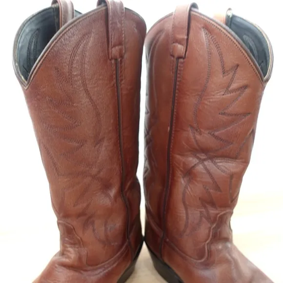 Old West Boots Men 11 EE Brown Cowboy Western Chore Rodeo Leather Tall Pull on