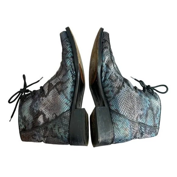 Oliver Sweeney Men Blue Black gray Snake Skin Leather ankle Boots UK 7.5 us 8.5
