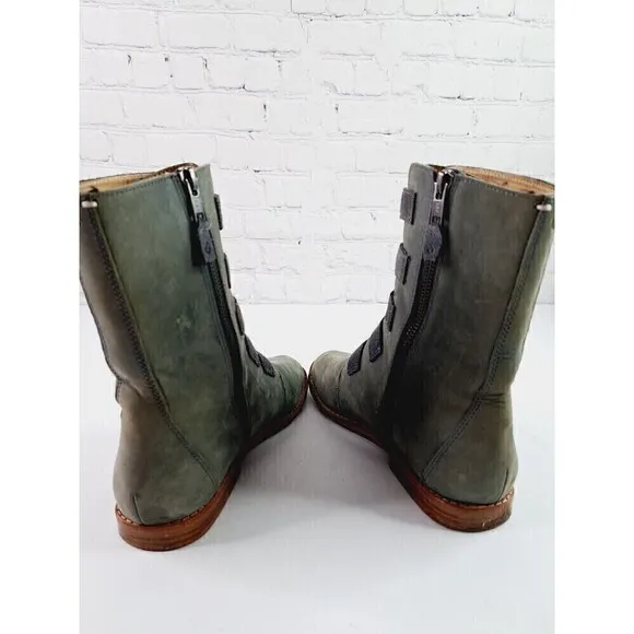Olukai~ Elima Green Suede Ankle Boots~ Buckle~ Excellent~ Women’s Size 7