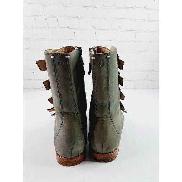 Olukai~ Elima Green Suede Ankle Boots~ Buckle~ Excellent~ Women’s Size 7