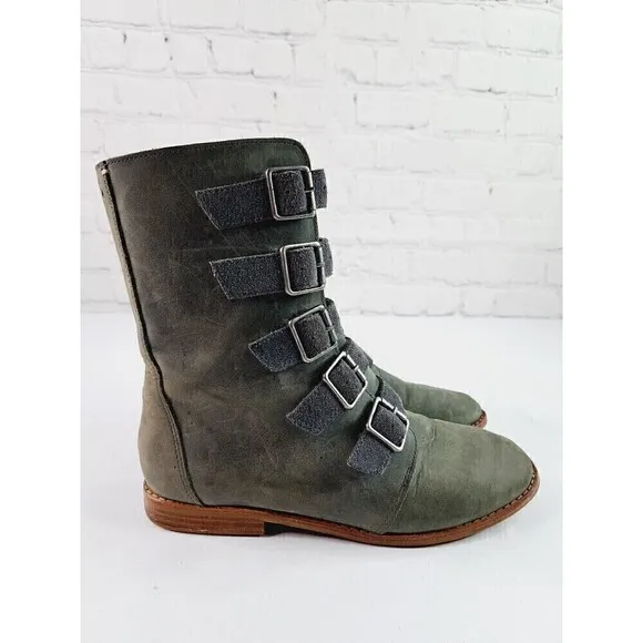 Olukai~ Elima Green Suede Ankle Boots~ Buckle~ Excellent~ Women’s Size 7