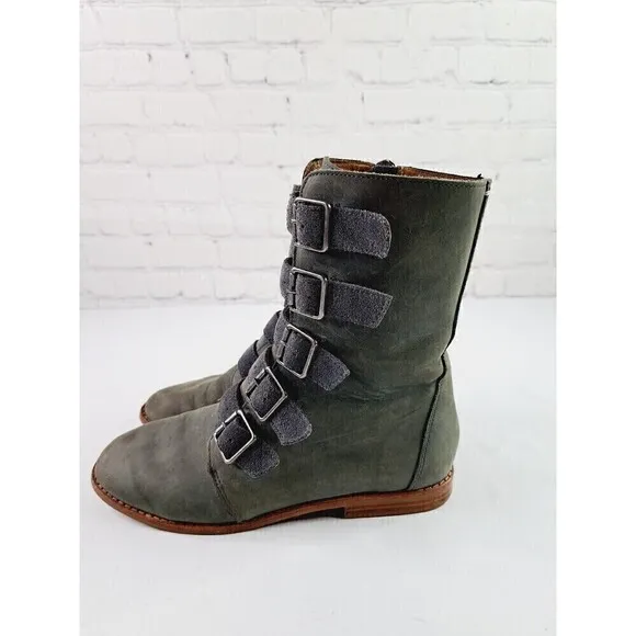 Olukai~ Elima Green Suede Ankle Boots~ Buckle~ Excellent~ Women’s Size 7