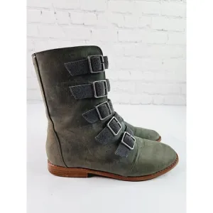 Olukai~ Elima Green Suede Ankle Boots~ Buckle~ Excellent~ Women’s Size 7