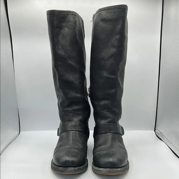 OluKai Sz 8 Nahuku Black Leather Riding Winter Boots with Rubber Sole