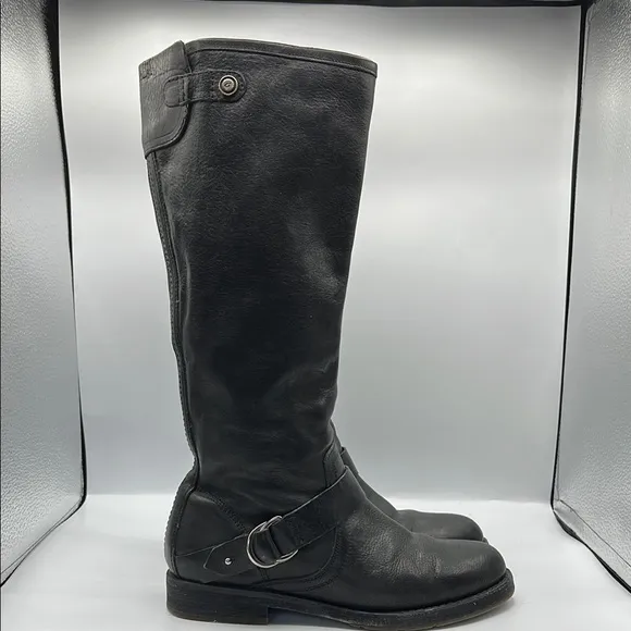 OluKai Sz 8 Nahuku Black Leather Riding Winter Boots with Rubber Sole