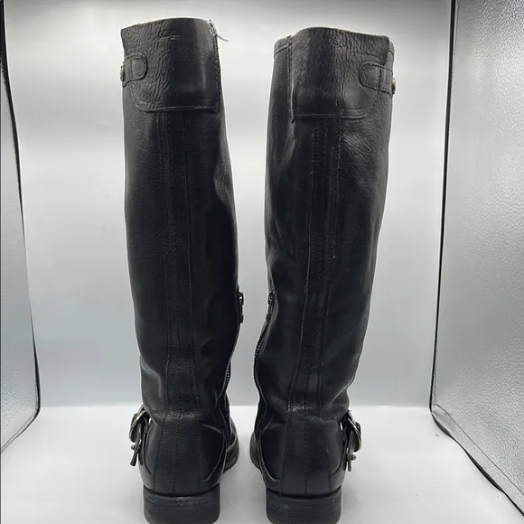 OluKai Sz 8 Nahuku Black Leather Riding Winter Boots with Rubber Sole