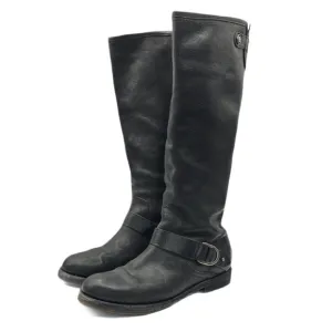 OluKai Sz 8 Nahuku Black Leather Riding Winter Boots with Rubber Sole