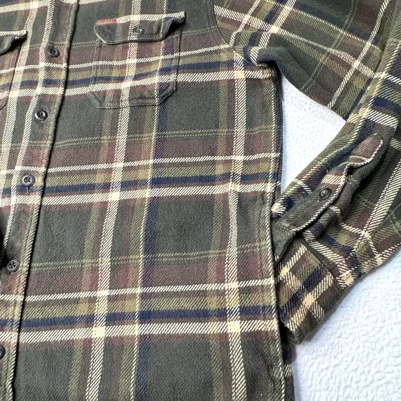 Orvis Shacket Shirt Mens Sz Large Green Plaid Flannel Chamois Jacket Chore Barn