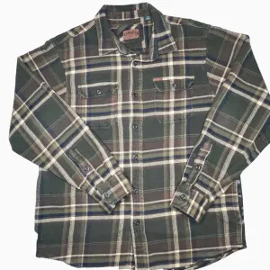 Orvis Shacket Shirt Mens Sz Large Green Plaid Flannel Chamois Jacket Chore Barn