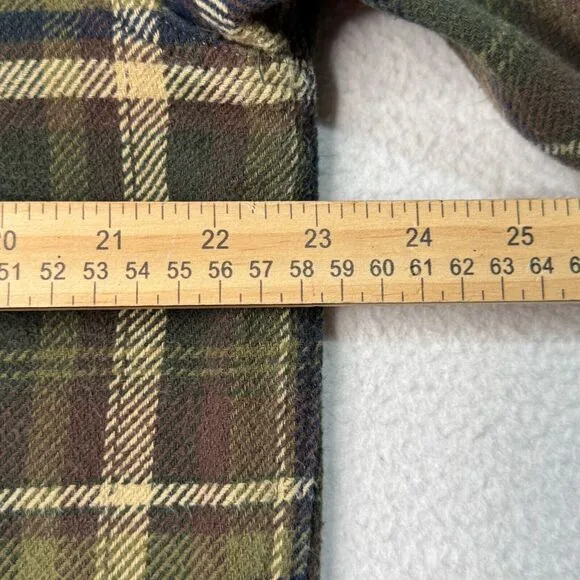 Orvis Shacket Shirt Mens Sz Large Green Plaid Flannel Chamois Jacket Chore Barn