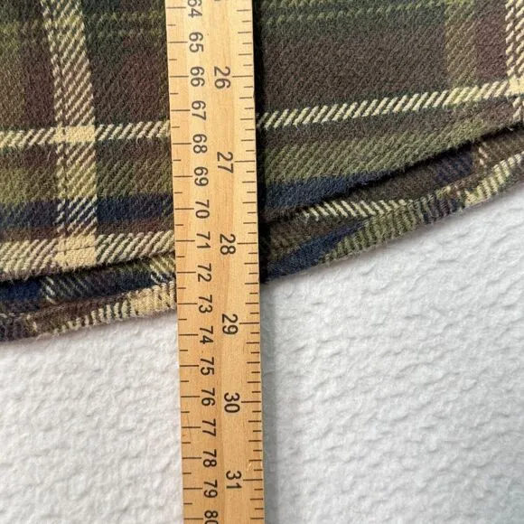 Orvis Shacket Shirt Mens Sz Large Green Plaid Flannel Chamois Jacket Chore Barn